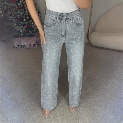 Damen Jeans mit glitzernden Applikationen und lässigem Schnitt Stalluxe
