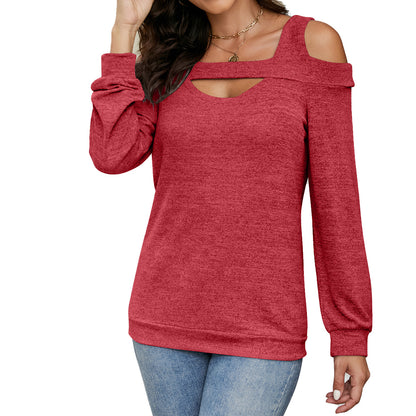 Damen modisches Sweatshirt mit asymmetrischem Ausschnitt Stalluxe Rot