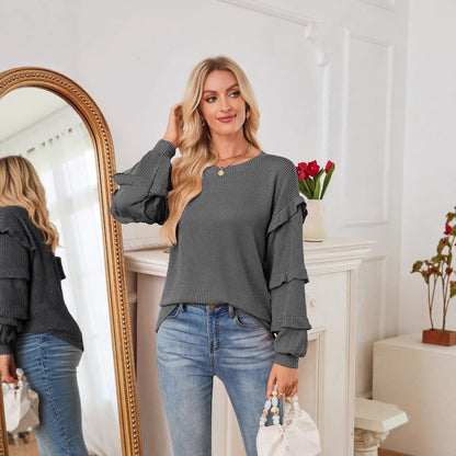 Damen lässiges Oberteil mit Rüschendetails und strukturiertem Design Stalluxe