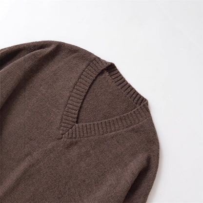 Damen gemütlicher Strickpullover mit V-Ausschnitt und großzügigem Schnitt Stalluxe