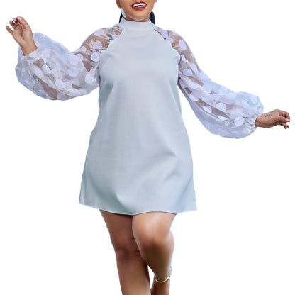 Damen Elegantes Maxikleid mit weit geschnittenen Puffärmeln Stalluxe