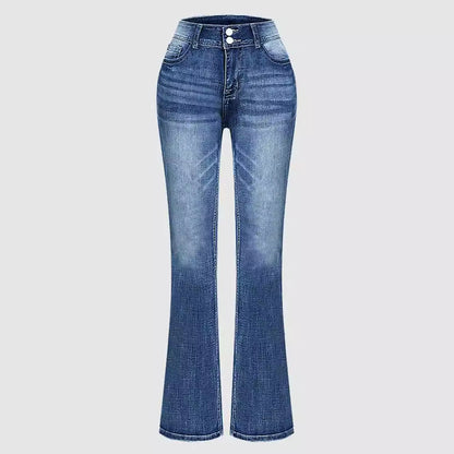 Damen Bootcut Jeans mit trendigem Used-Look und verzierten Taschen Stalluxe