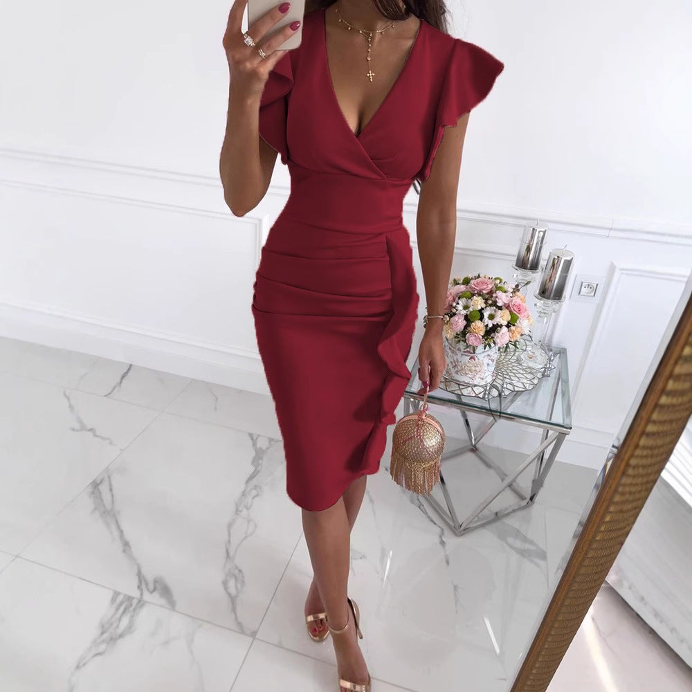 Damen Wickelkleid mit Rüschen Stalluxe