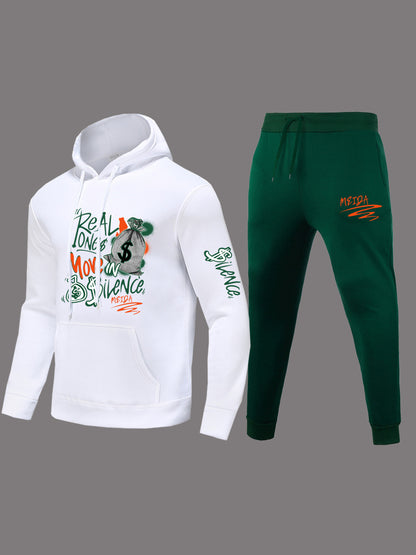 Damen Sportliches Hoodie und Jogginghose Set mit kreativem Grafikdruck Stalluxe