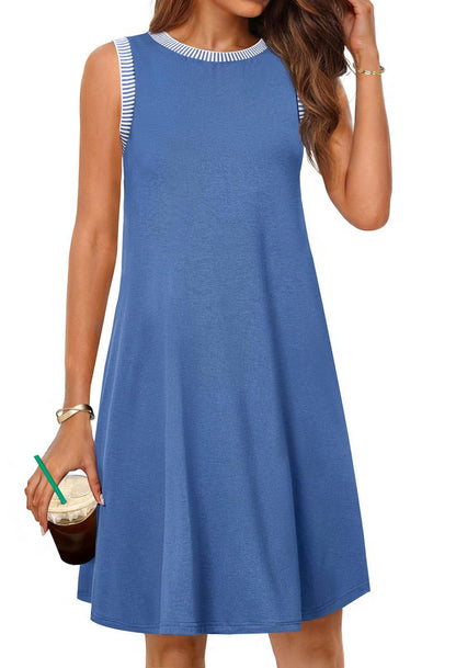 Damen Freizeitkleid mit modischen Streifenarmlöchern und lockerem Schnitt Stalluxe