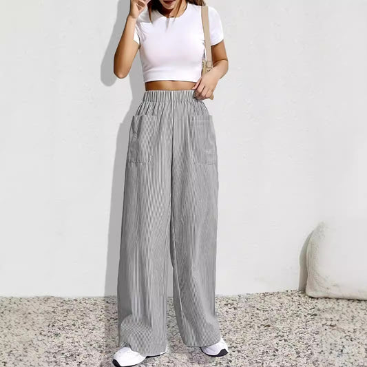 Damen weite Plissee-Hose mit elastischem Bund und praktischen Seitentaschen Stalluxe