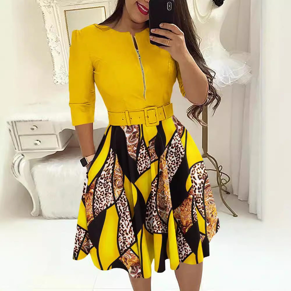 Damen Kleid mit modischem Zip-Design und betontem Taillenbund Stalluxe