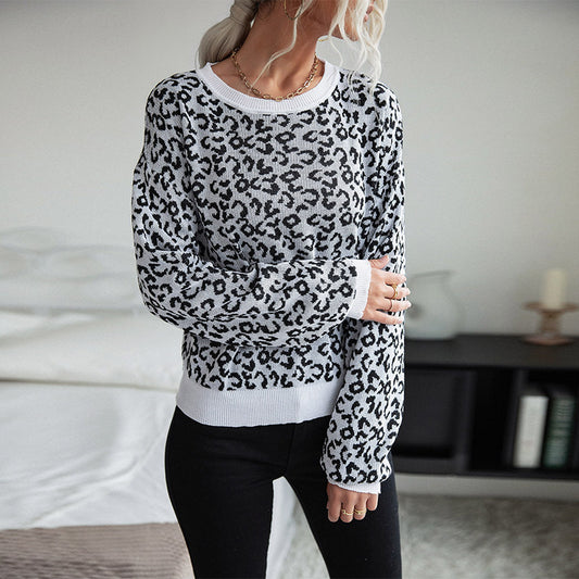 Damen Gemusterter Strickpullover mit Leopardenmuster Stalluxe