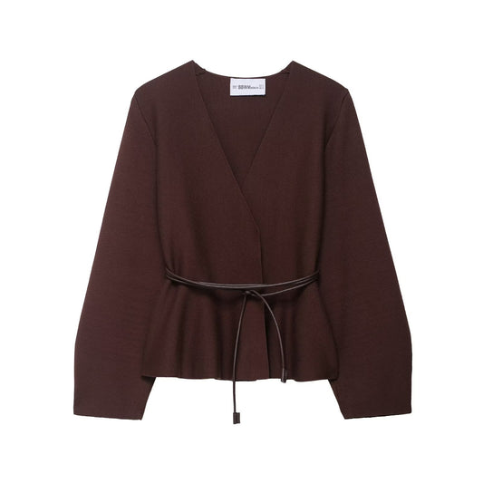 Damen elegante Wickeljacke mit Taillenbindung und weichem Stoff Stalluxe