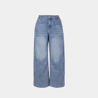 Damen weite Jeanshose mit hohem Bund Stalluxe