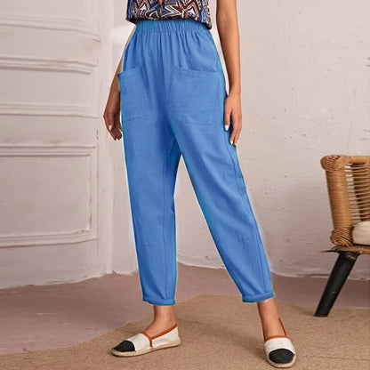 Damen Bequeme Sommerhose mit elastischem Bund und praktischen Taschen Stalluxe