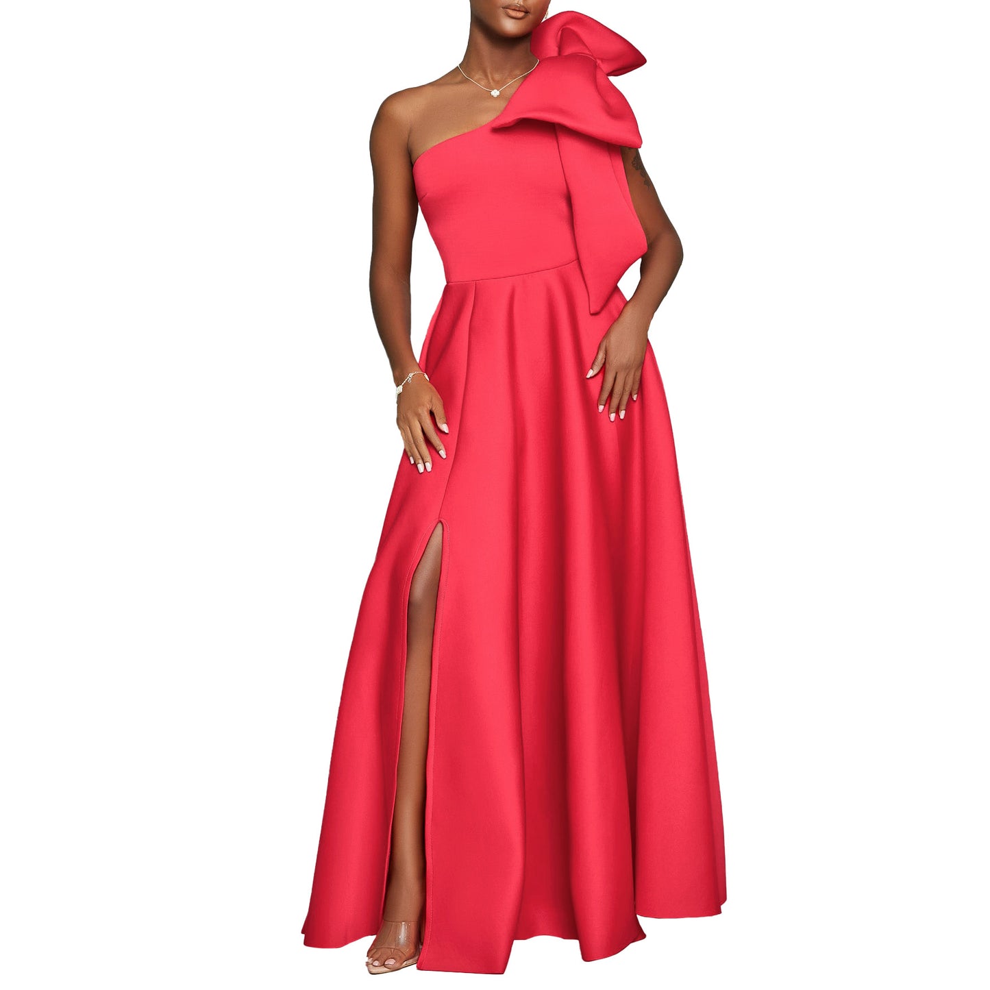 Damen Maxikleid mit asymmetrischem Schnitt und eleganter Schleife Stalluxe