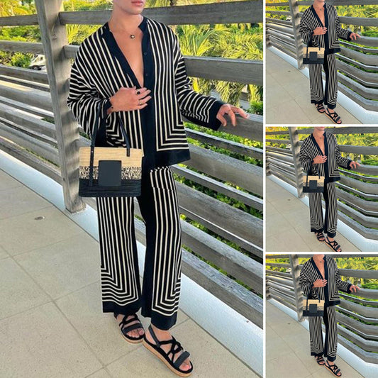 Damen Modernes Freizeit-Set mit geometrischem Muster Stalluxe