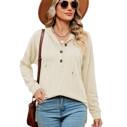Damen lässiger Pullover mit Knopfdetails und Kapuze Stalluxe