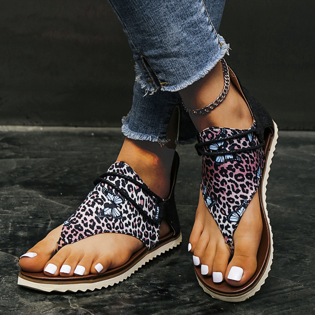 Damen Riemchen-Sandalen mit floralem und animalischem Design Stalluxe