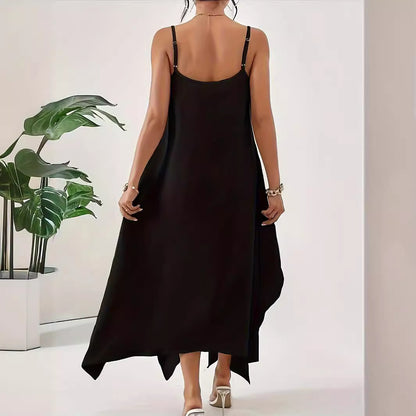 Damen Luftiges Spaghettiträger-Kleid mit asymmetrischem Saum und weichem Stoff Stalluxe