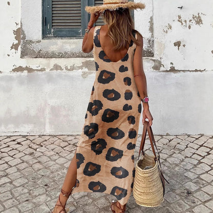 Damen Maxikleid mit modernem Leo-Print Stalluxe