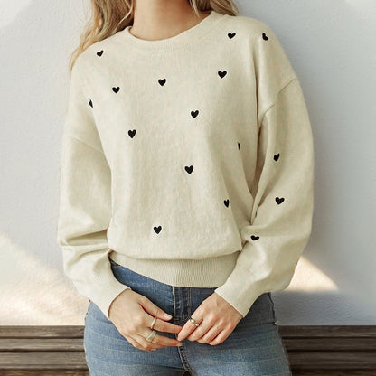 Damen kuscheliger Pullover mit Herzmotiven Stalluxe