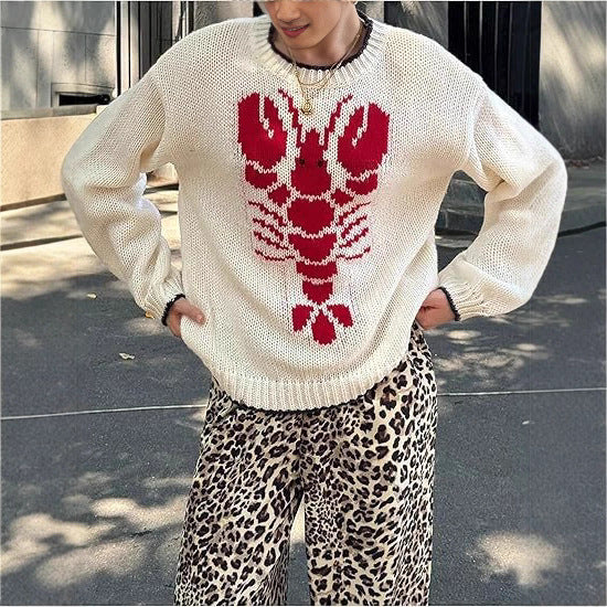 Damen Pullover mit einzigartigem Hummer-Muster und leichtem Strick Stalluxe