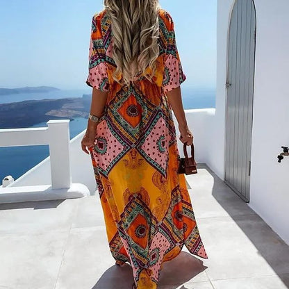 Damen Maxikleid mit buntem Muster Stalluxe