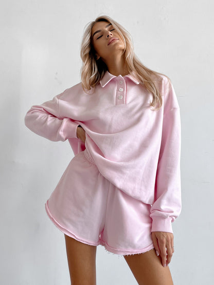 Damen lässiges Sweatshirt und kurze Shorts Set Stalluxe