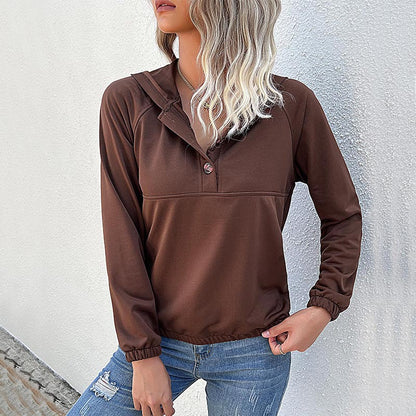 Damen Sportpullover mit Kapuze und Knopfleiste Stalluxe