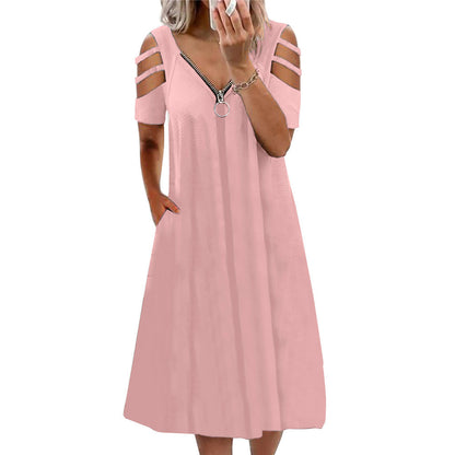 Damen Kleid mit offenen Schultern und tiefem V-Ausschnitt Stalluxe