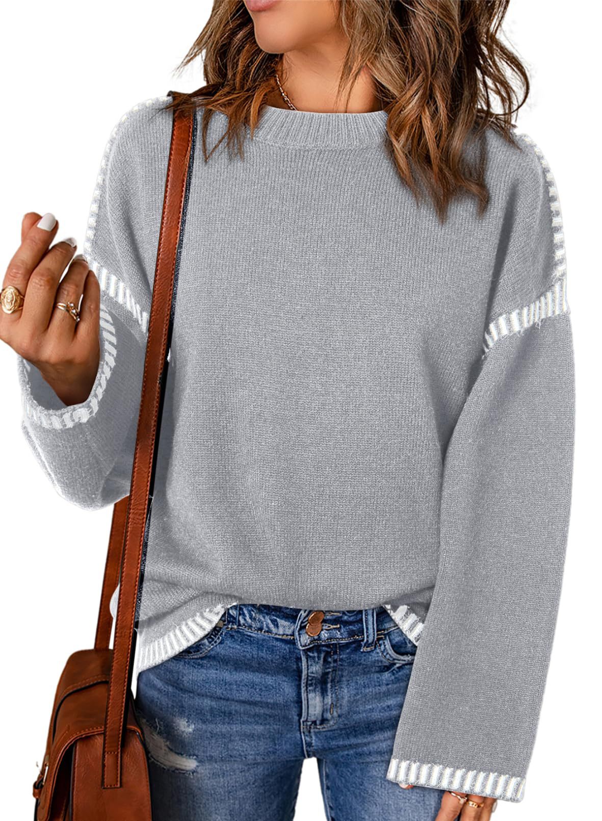Damen lässiger Pullover mit Streifenakzenten Stalluxe