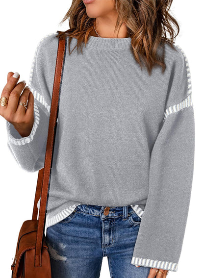 Damen lässiger Pullover mit Streifenakzenten Stalluxe