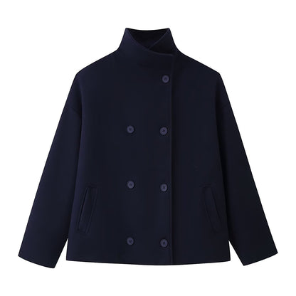 Damen modische Wolljacke mit doppelter Knopfleiste Stalluxe