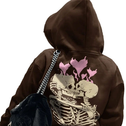 Damen Hoodie mit einzigartigem Skelett-Motiv und Herzgrafik Stalluxe