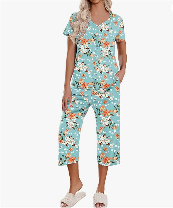 Damen Schlafanzug-Set mit kurzem Ärmel und bequemen Hosen Stalluxe Default Title