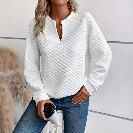 Damen Strickpullover mit strukturiertem Muster und modischem V-Ausschnitt Stalluxe