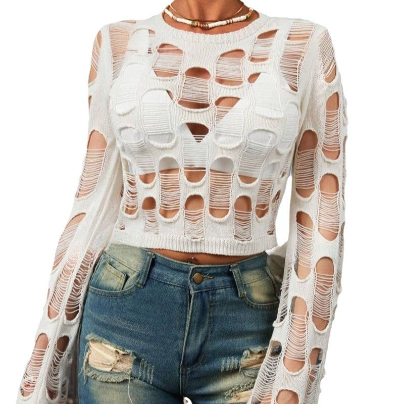 Damen Crop-Top mit einzigartigem Cut-Out Design und langem Ärmel Stalluxe