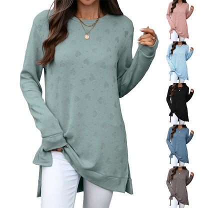 Damen lässiges Langarm-Tunika mit eingewebtem Muster Stalluxe
