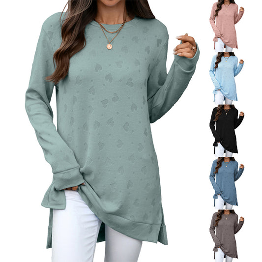 Damen lässiges Langarm-Tunika mit eingewebtem Muster Stalluxe