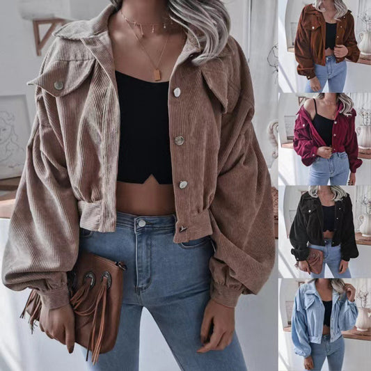 Damen Cordjacke mit lässigem Schnitt und modischen Knopfdetails Stalluxe