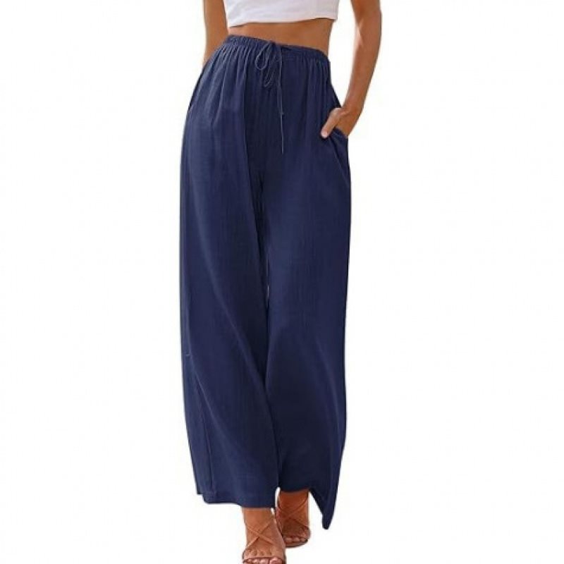 Damen Weite Palazzo-Hose mit elastischem Bund und seitlichen Taschen Stalluxe