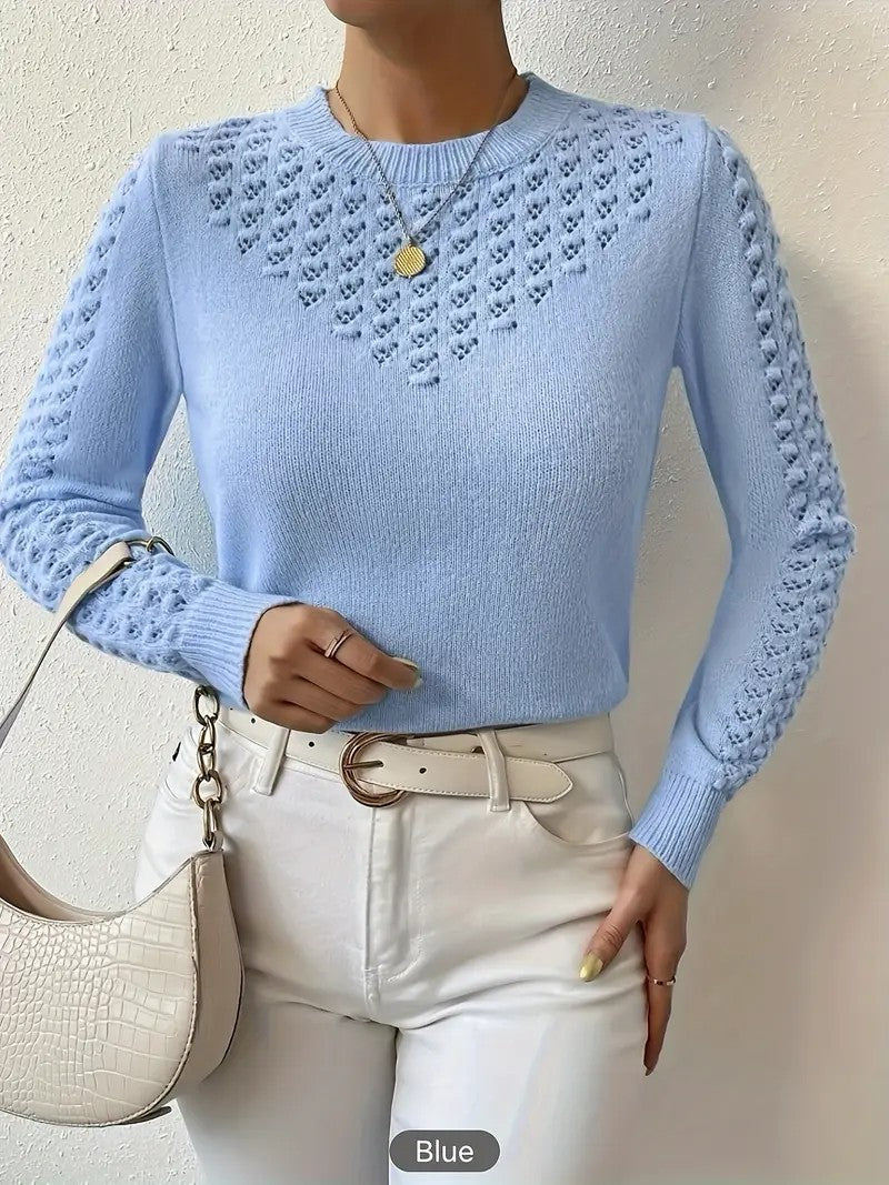 Damen Strickpullover mit filigranem Lochmuster Stalluxe