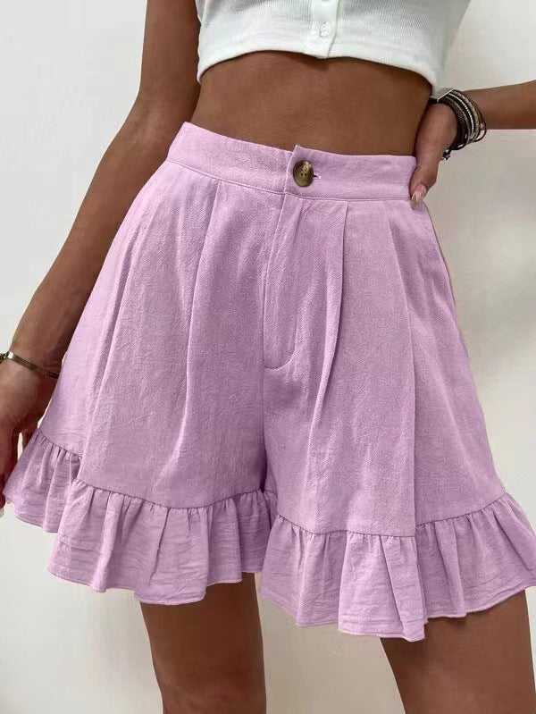 Damen Volant-Shorts mit elastischem Bund und seitlichen Taschen Stalluxe