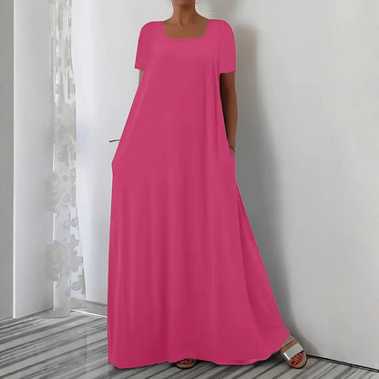 Damen Maxikleid mit weitem Schnitt und praktischen Taschen Stalluxe