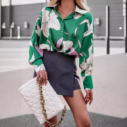 Damen Elegante Bluse mit floralem Muster und schimmerndem Finish Stalluxe