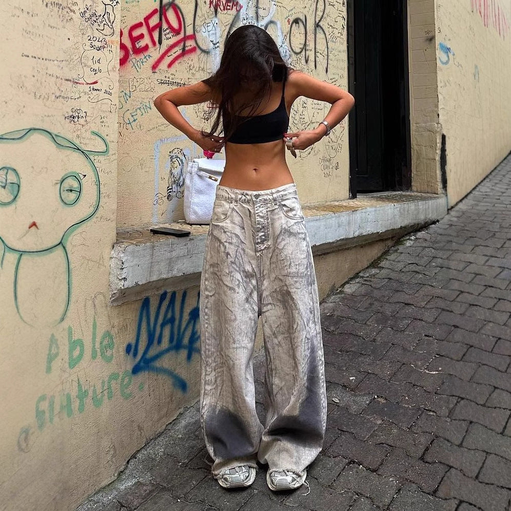 Damen Oversized Wide-Leg-Jeans mit modernem Farbverlauf Stalluxe