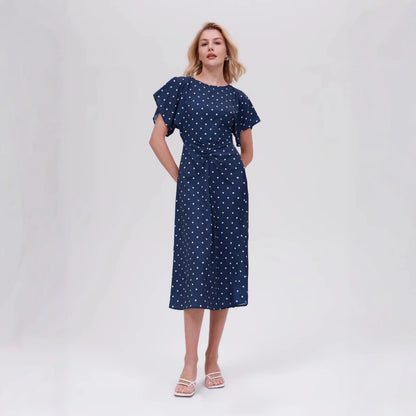 Damen Maxi-Kleid mit modernen Punkten Stalluxe