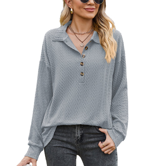 Damen Langarmshirt mit strukturiertem Kabelstrick und modischem Kragen Stalluxe