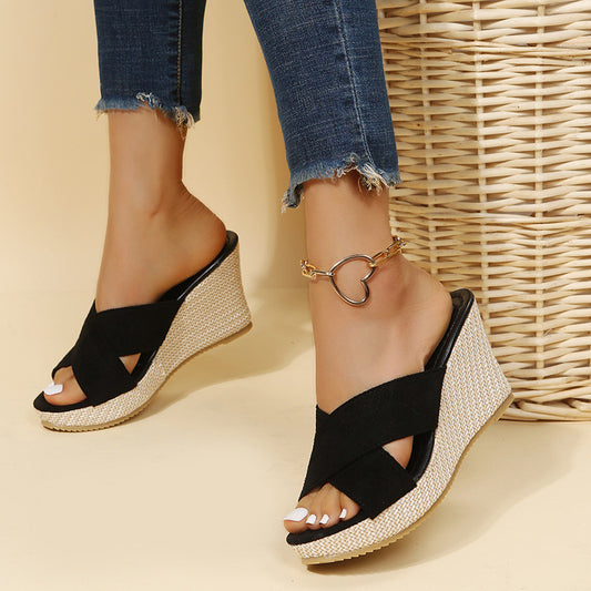 Damen Wedge-Sandalen mit elegantem Kreuzband und leichtem Fußbett Stalluxe