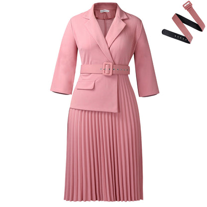 Damen Plissee-Blazer-Kleid mit Taillengürtel Stalluxe