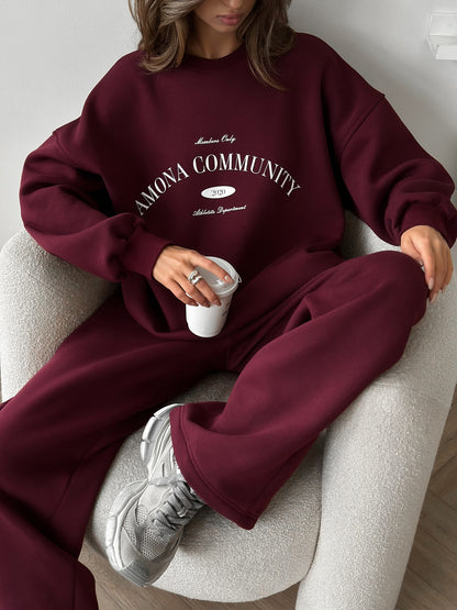 Damen lässiger Sweatanzug mit oversized Schnitt und modischem Aufdruck Stalluxe