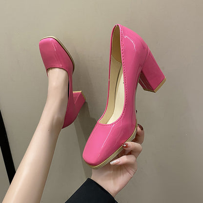 Damen elegante Pumps mit quadratischer Zehenkappe und hohem Blockabsatz Stalluxe