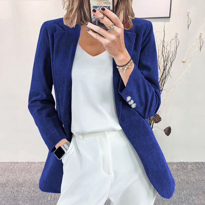Damen elegante Cordjacke mit strukturiertem Design und modischen Details Stalluxe